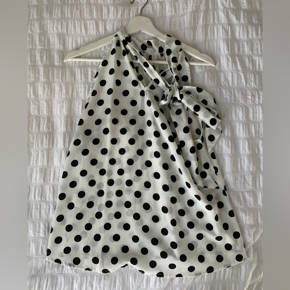 Polka Dot blouse with neck tie detail